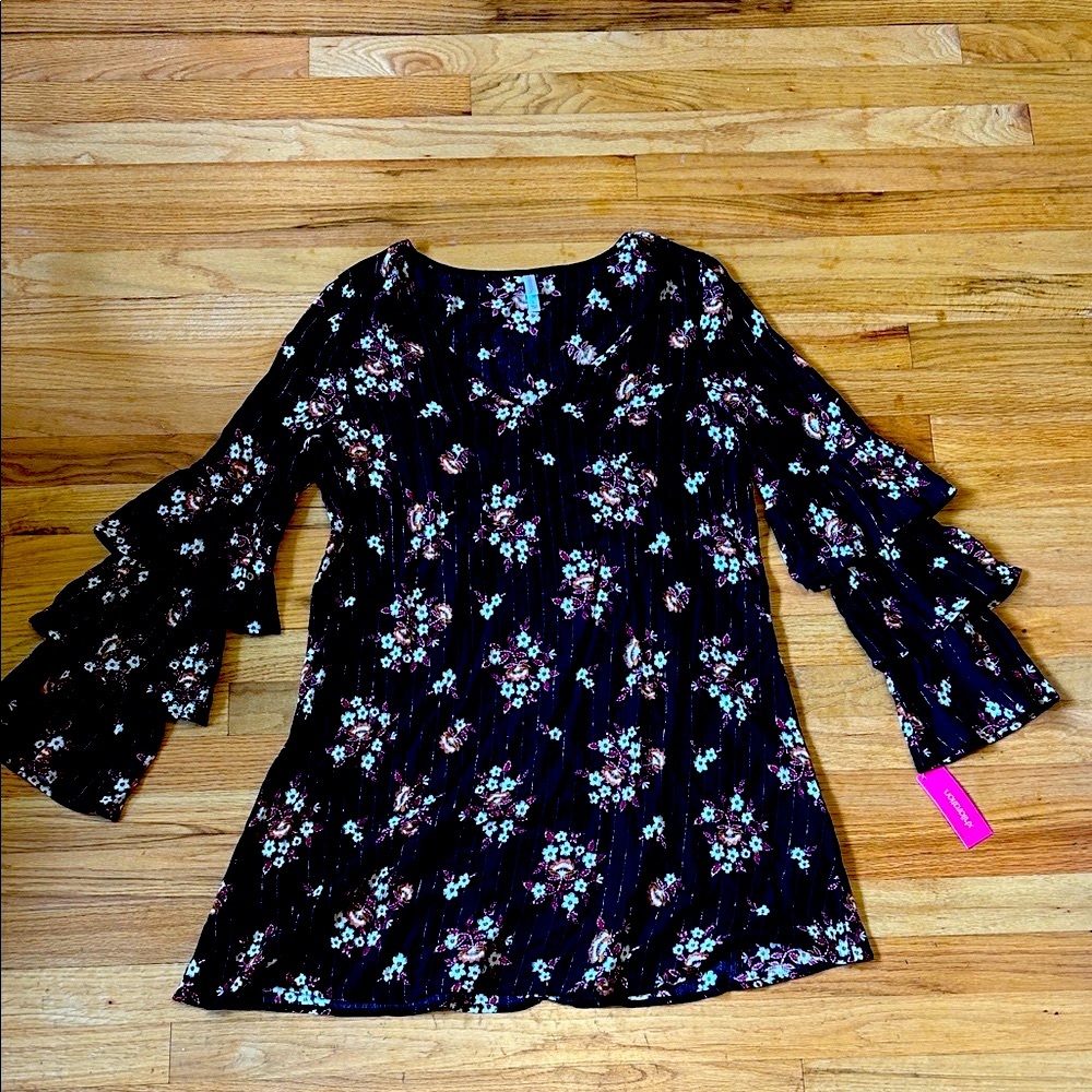 Xhilaration Floral Mini Dress - Black and Pink